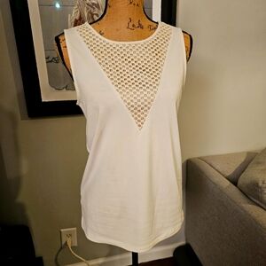 Cream mesh detailed blouse